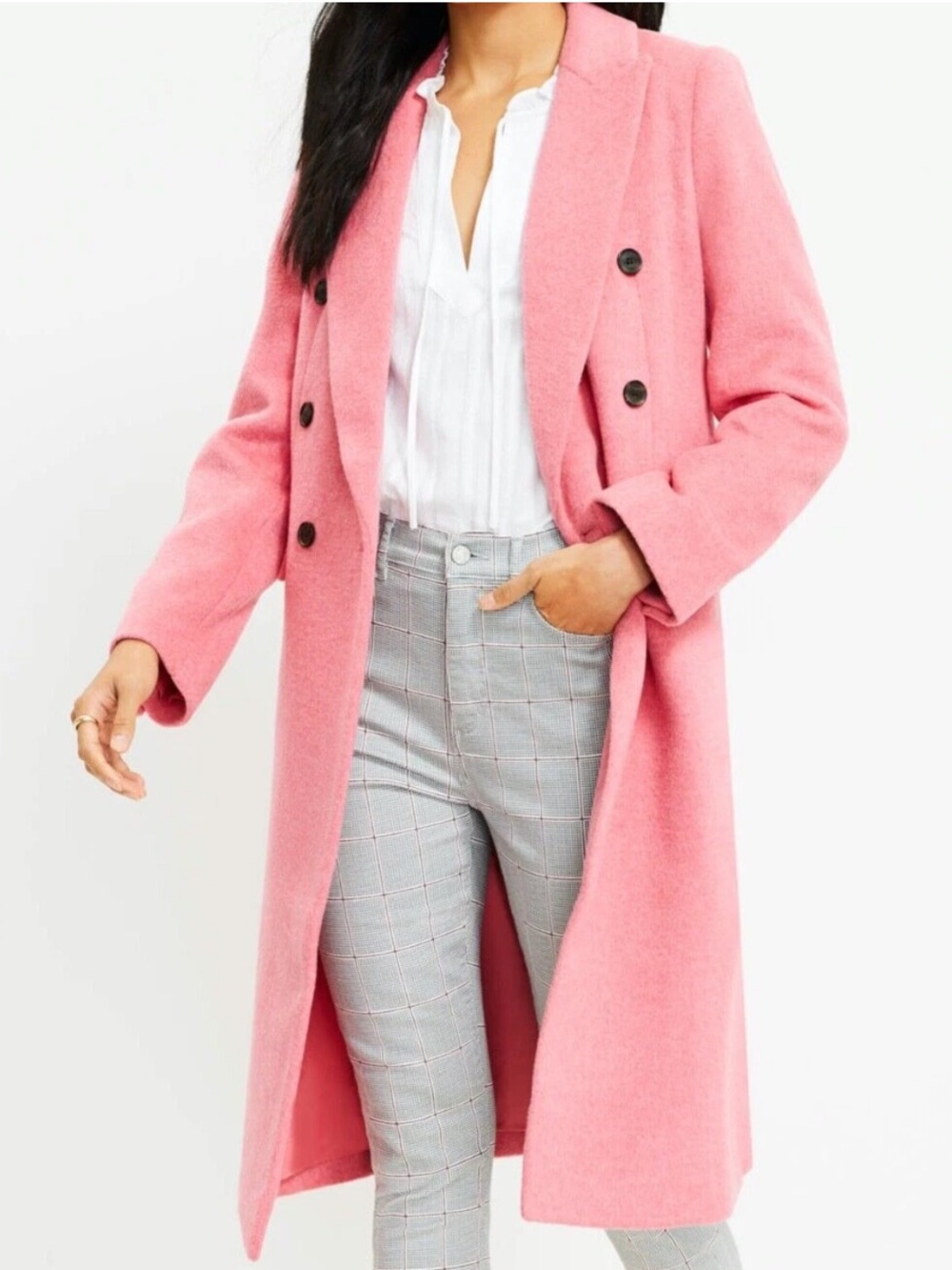NWT - LOFT Pink Double Breasted Coat! Size L